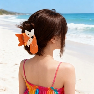 Pince à cheveux mignonne en forme de renard orange en PVC pour coiffures et décoration