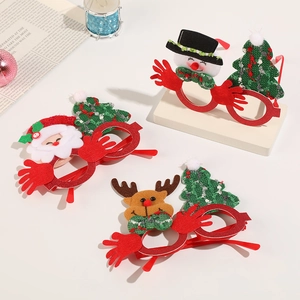 Christmas Eyeglasses Frames Plastic Glitter Felt Santa Claus Reindeer Snowman Decor Holiday Party Costume Gift