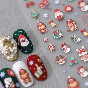 Christmas theme nail art sticker set with Santa Claus, reindeer and festive snowflake designs