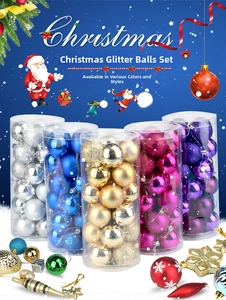 Boules de Noël assorties en tubes avec finitions pailletées et mates de luxe