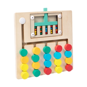 Wooden Montessori color sorting slide puzzle game for kids logic and cognitive training