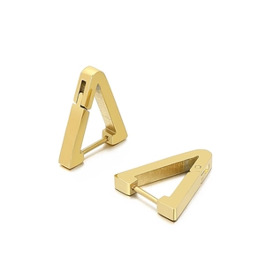 Minimalist gold geometric triangle hoop earrings in polished stainless steel for unisex