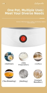 Close-up of the red power switch and icons showing versatile heating modes for travel kettle