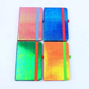 Laser Holographic Notebook Creative Colorful Metallic Textured Hardcover Journal With Elastic Band And Pen Loop For Office
