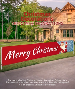 Outdoor Oxford cloth Merry Christmas banner with Santa Claus and snowflake design