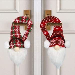 Décoration De Poignée De Porte Gnome De Noël Tricot Barbe En Peluche Ornement Suspendu Décor De Maison De Vacances