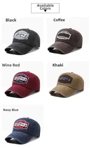 Detailed grid of washed vintage baseball caps in black, brown, wine, khaki, and navy blue