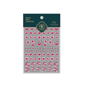 Pro TENSOR thin heart nail stickers set in pink and red tones, style KX102