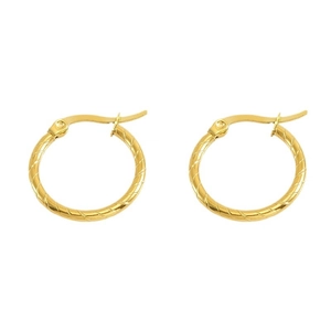 Vintage gold-plated titanium steel hoop earrings with elegant spiral twist texture and clasp