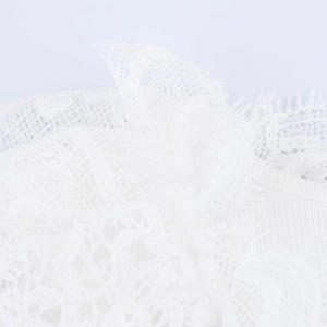 White lace mesh and ribbed knit detail on sexy slim fit bodysuit for women