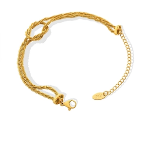 Elegant Knot Bracelet Gold Plated Stainless Steel Minimalist Korean Style Jewelry For Women Non Fading