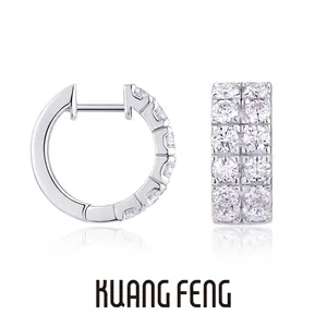 925 Sterling Silver Moissanite Hoop Earrings Double Row Sparkly Wedding Fine Jewelry For Women Elegant Birthday Gift