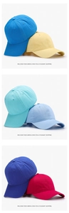 Detailed view of six colorful cotton baseball caps showing texture and vibrant colors