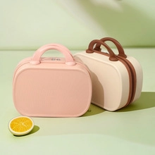 Pink and beige 14-inch mini hardshell travel cosmetic cases for storage and makeup