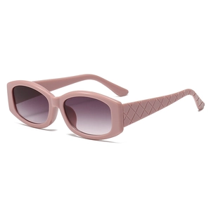 Rosa eckige Sonnenbrille für Damen mit Verlaufsgläsern und gewebtem Bügel-Detail