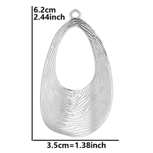 Silver teardrop pendant with ripple texture and dimensions 6.2cm height by 3.5cm width