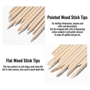 Dual-tip orange wood nail sticks for cuticle pushing and rhinestone picking 100pcs