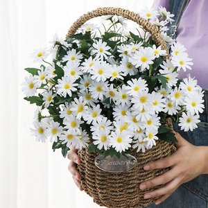 Cesto di fiori artificiali margherite decorazione tavola interna composizione dettaglio