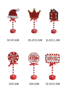 Collection of wooden Christmas STOP signs with LED lights in various shapes and sizes
