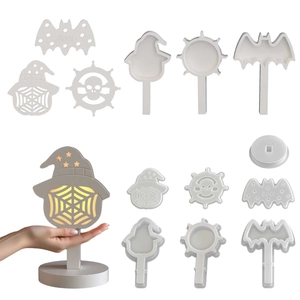 Halloween Silicone Mold Skeleton Spider Web Bat Silhouette Lamp DIY Resin Crafting Night Light Decoration