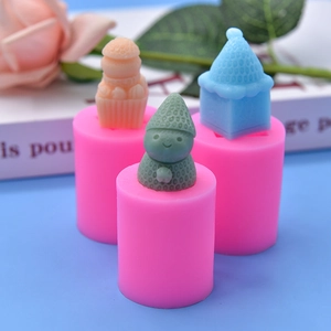 Silicone Molds For DIY Cake Mousse Chocolate Baking Gnome House Shape Handmade Aroma Candle Soap Crafting Pink Flexible