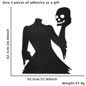 Dimensions du sticker Halloween fantôme sans tête avec crâne et pastilles adhésives