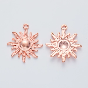 Pair of vintage rose gold sun-shaped alloy charms for DIY jewelry making projects