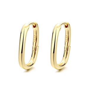Minimalist gold-plated U-shaped hoop earrings for women with S925 hallmark
