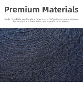 Close-up of breathable dark blue woven fabric for women's sun hats with UV protection