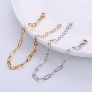 Minimalist paperclip chain bracelets in gold and silver finish with lobster clasp