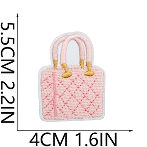 Detailed size view of pink handbag embroidery patch with 5.5cm height measurements
