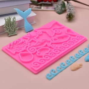 Marine life themed pink silicone mold for cake mousse and chocolate baking DIY