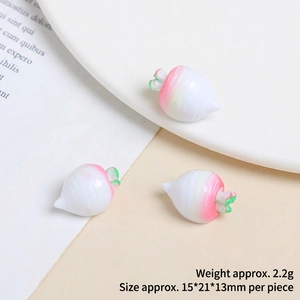 Miniature resin white radish DIY charms measuring 15x21x13mm for handmade phone cases