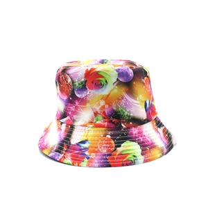 Colorful tie-dye double-sided bucket hat for women with vibrant floral abstract print