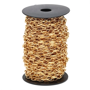 Bulk spool of 8mm golden stainless steel square link chain for DIY jewelry making