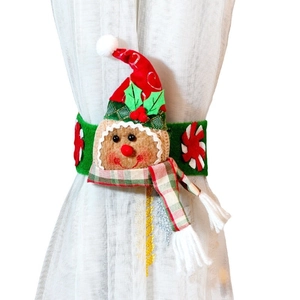 Gingerbread man Christmas curtain tieback in red and green festive home decor