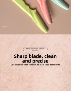 Close-up of eyebrow razor with safety mesh blade and anti-slip handle for precision