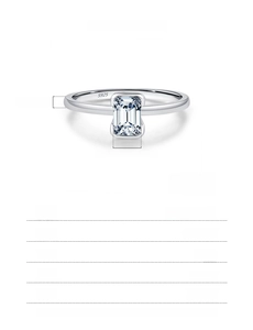 Spécifications de la bague moissanite taille émeraude avec poinçon argent S925
