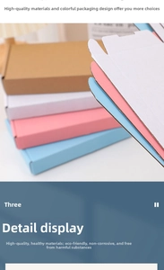 Detail of stacked colorful corrugated cardboard mailer boxes showing edge thickness
