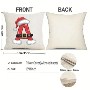 Detailed Christmas pillow case 18x18 inch showing invisible zipper and linen texture