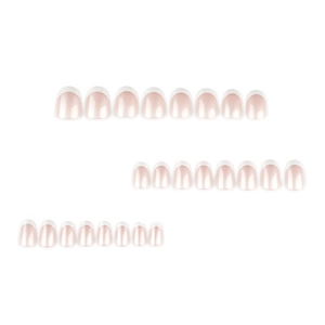 Classic French white tip press-on nails set with shimmer base in 24 oval shapes