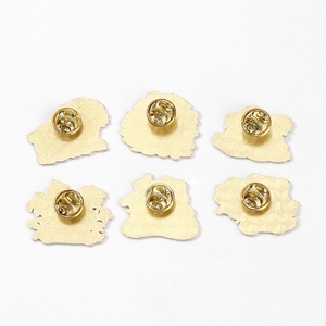 Creative panda flower bouquet pin with gold plating and textured butterfly clutch back