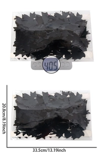Detailed size and weight measurement of black bat wall stickers for Halloween party decor