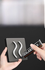 Detail of applying sealant fix glue on 304 stainless steel hook mounting plate