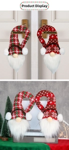 Couvre-poignées de porte gnome de Noël en tricot rouge et vert pour décoration de fête