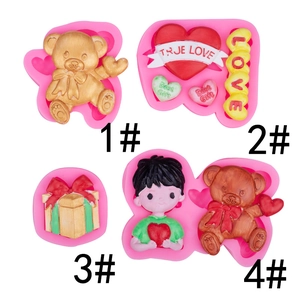 Cartoon Teddy Bear Heart Love Letter Gift Box Silicone Mold Fondant Cake Decorating Chocolate DIY Craft Soap Resin Tool