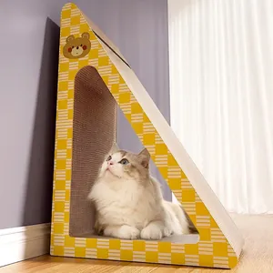 Vertical Triangle Cat Scratcher Board Corrugated Paper Stable Multi Functional Nest House Furniture Protector With Bell Ball