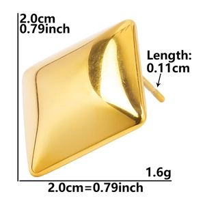 Detailed dimension guide for 2cm gold stainless steel geometric diamond stud earrings