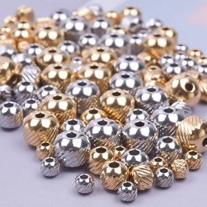 Textured 304 stainless steel beads in gold and silver for DIY jewelry making