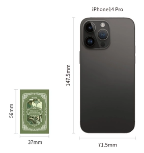 Size comparison of vintage butterfly decorative paper cards next to iPhone 14 Pro